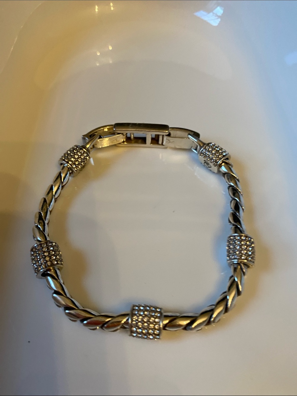 Brighton Meridian Twisted Chain Crystal studded barrel Bead Bracelet - Picture 5 of 6